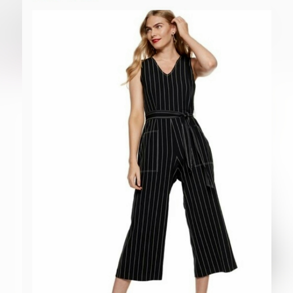 Nine West Sleeveless Pin Stripe Wide Leg Jumper